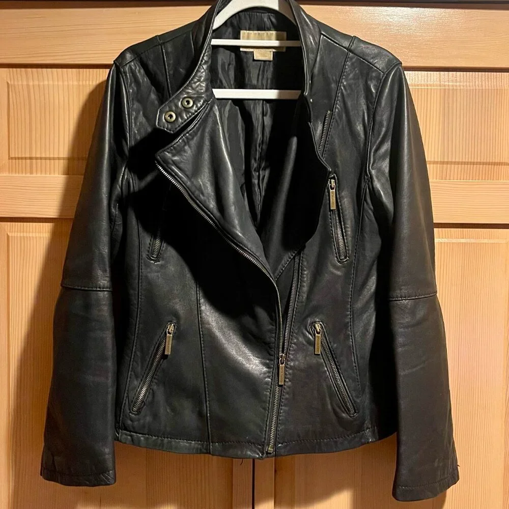Michael by Michael Kors Genuine Leather  Asymmetrical "Moto" Jacket - Picture 3 of 6